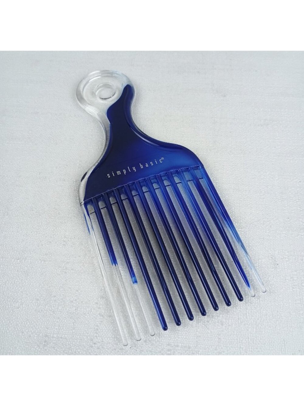Vintage Simply Basic Plastic Textured Hair Pick Comb Lift USA Blue and Clear